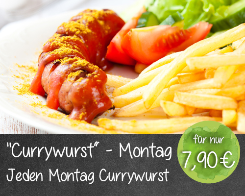 Jeden Montag Currywurst im Deutschen Haus in Waal Restaurant Gasthaus